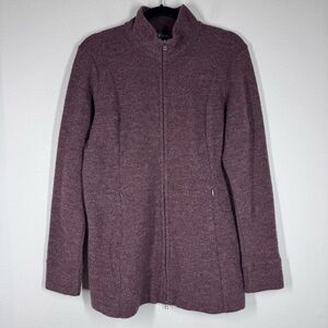 IBEX Women’s Reese Merino Wool Blend Tunic Jacket Full Zip Redwood Heather Large